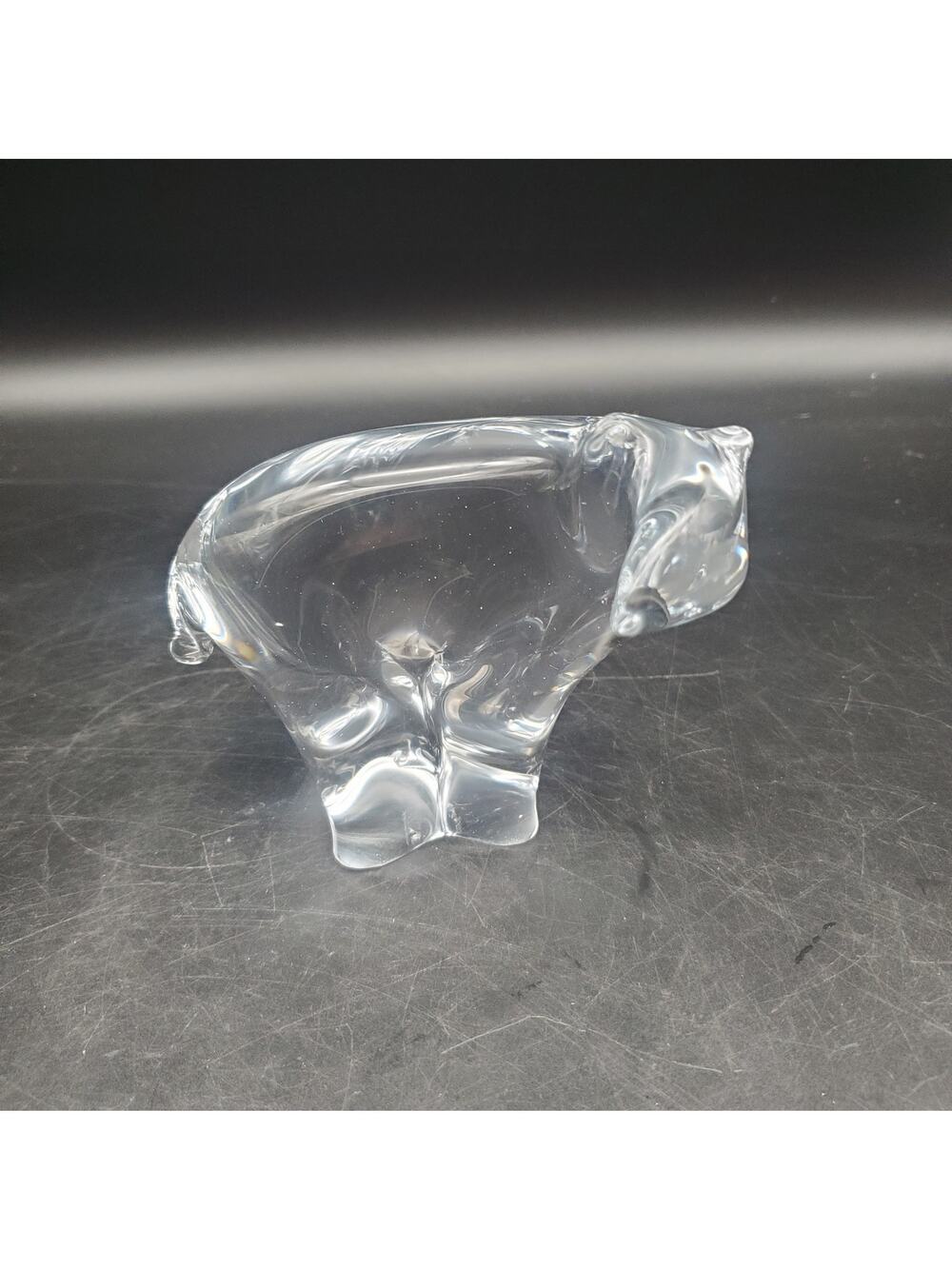 Vintage Clear Art Glass Polar Bear Figurine Hand Blown Glass Animal Sculpture